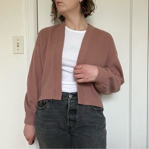 Abercrombie & Fitch soft & cozy cropped cardigan sweater mauve dusty rose XS